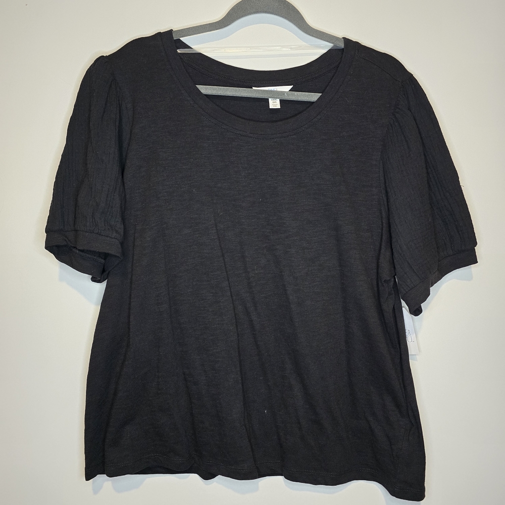 Time and Tru Women's Black Short Sleeve Top